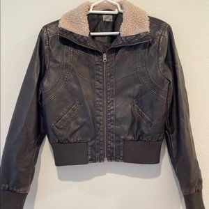 Mudd Faux Leather Cropped Jacket Girls Large
